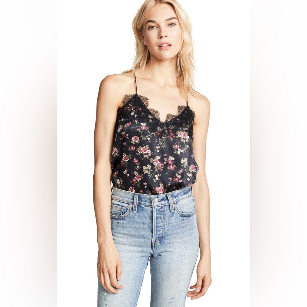 Cami NYC silk racer cami floral black in desert rose size L NWOT Price Firm!
